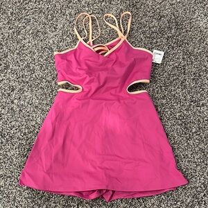 FP Movement by Free People Hot Pink Cutout Active Dress with Peach Trim
